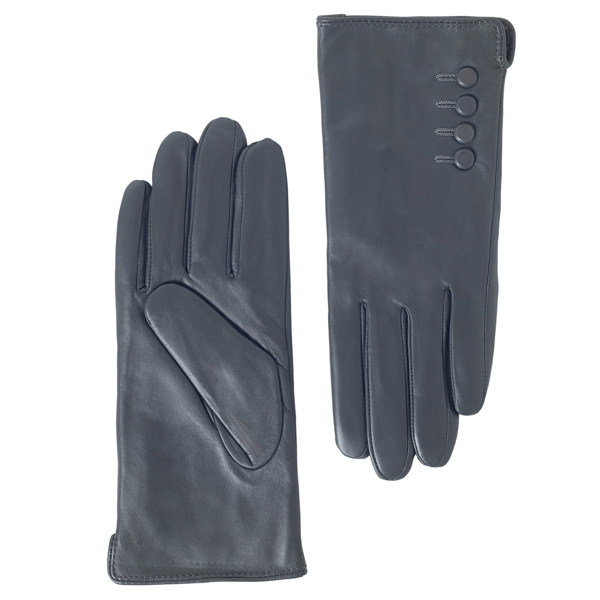 Quivano Womens Leather Gloves With 4 Button Detail