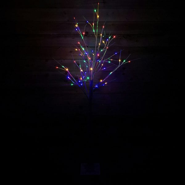 Samuel Alexander 1.8m (6ft) Outdoor Christmas Light Up White Birch Tree with 80 Multicoloured LEDs