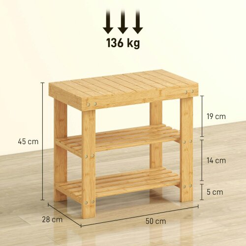 Wyld Haus Tono Keel Bamboo Natural 2 Tier Shoe Storage Bench