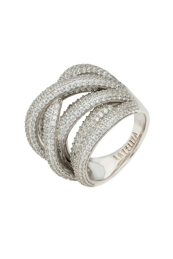 Latelita Crossover Multi-Strand Cocktail Ring Silver