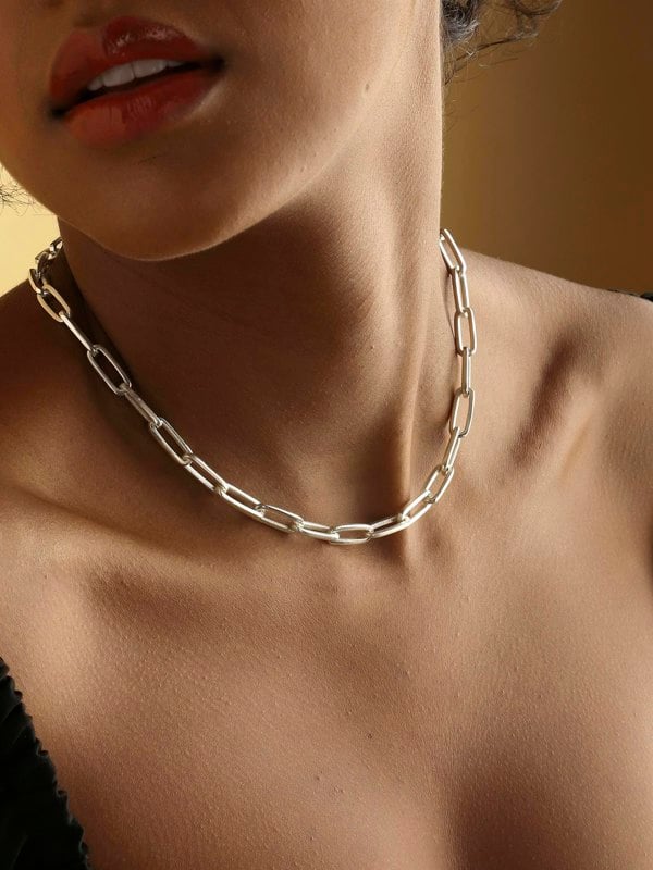 Paperclip Chain Necklace Silver (Large) - Lila Rasa