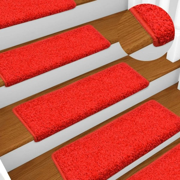 Berkfield Stair Mats 10 pcs 65x21x4 cm Red