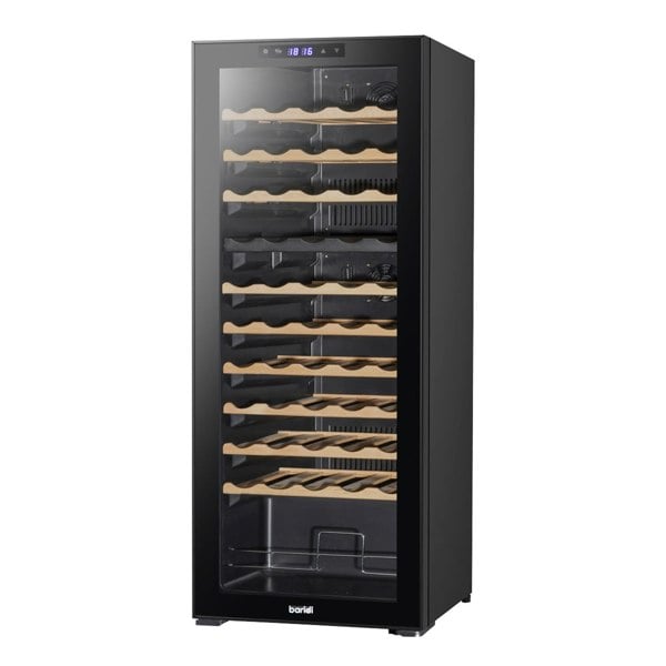 55 Bottle Dual Zone Freestanding Wine Cooler Fridge - LED Backlit BLACK & GLASS - LoopsDirect