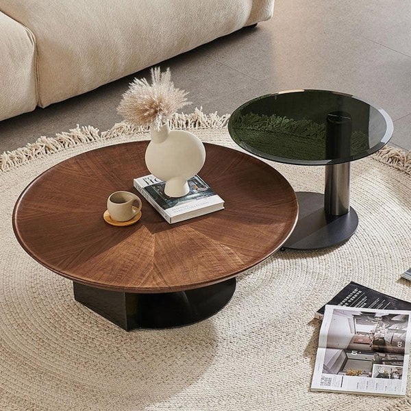 Ian Round Coffee Table Set, Solid Wood-Weilai Concept-Weilai Concept