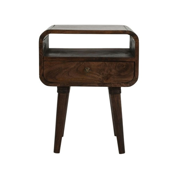 IH Design Winnie Dark Mango Wood Bedside Table with Drawer