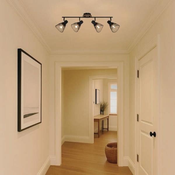 COSYLYTE Hadley 4 Light Matt Black Wire Shade Spotlight