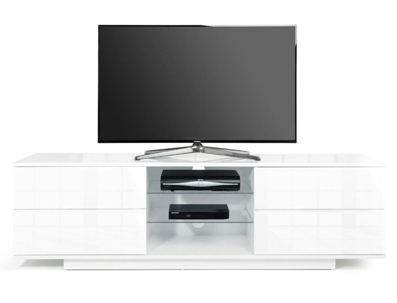 Centurion Supports Avitus Premium High Gloss White with 4-White Drawers and 3-Shelf 32"-65" LED/OLED/LCD TV Cabinet