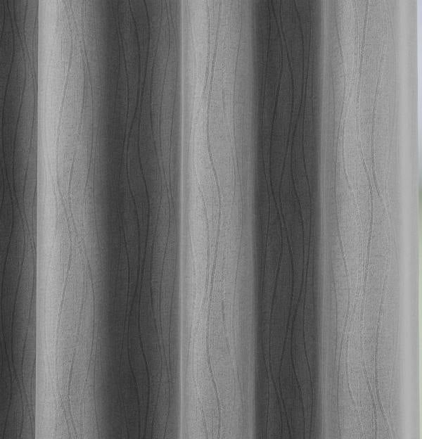 Enhanced Living Silver Thermal Energy Saving Eyelet Curtain With Wave Pattern - Ideal For Living Room & Bedroom