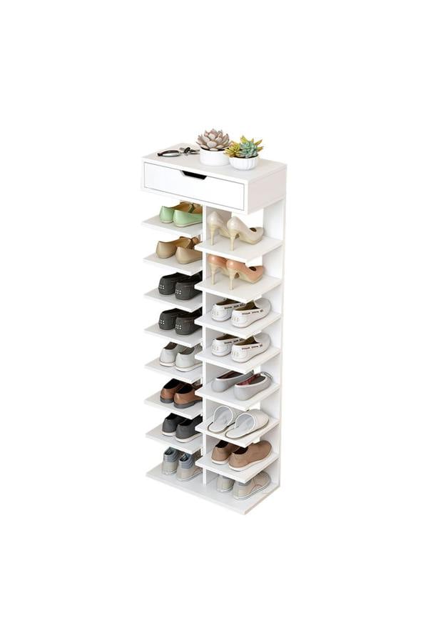 Living and Home 9/8 Tier Open shelves Space Saving Shoe Rack with Drawer Storage Organiser