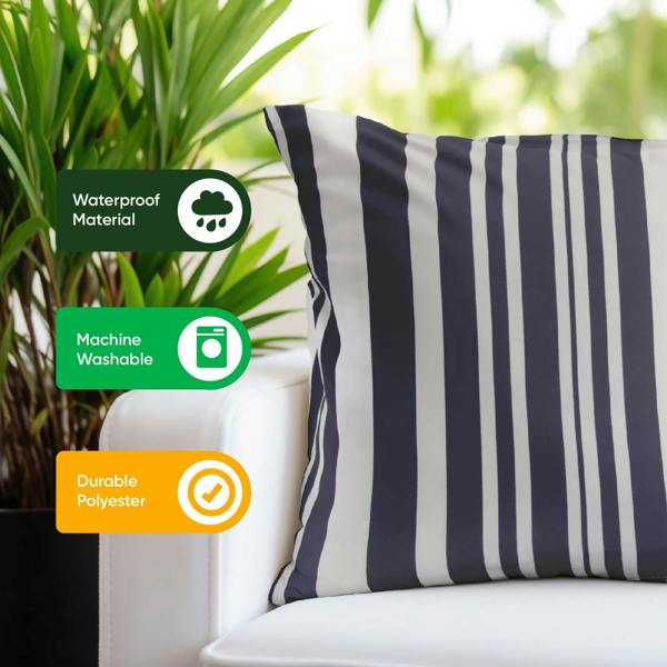 Gardenwize Pair of Outdoor Scatter Cushions – Blue Stripe Design