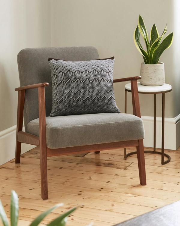 Serran London ZigZag Chocolate Brown and Cloud Grey Cushion