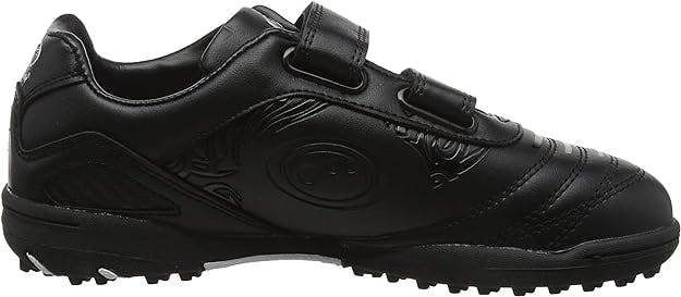 Black Optimum Razor astro trainer side view with hook-and-loop straps and studded astro sole, on white - Optimum
