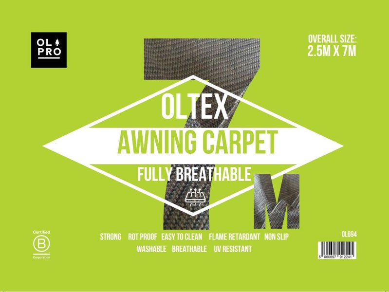 The front inset of the OLPRO OLTEX Breathable Awning Groundsheet 2.5m x 7m.