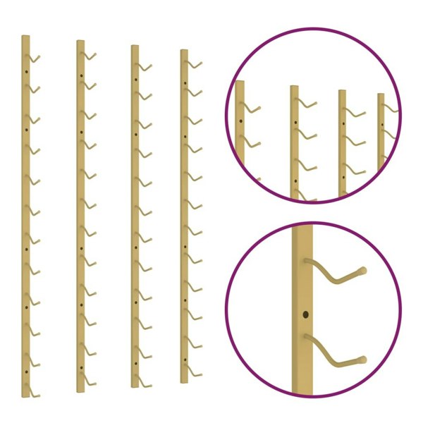Berkfield Wall Mounted Wine Rack for 12 Bottles 2 pcs Gold Iron