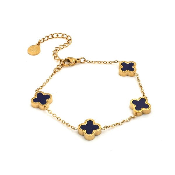 Say It With Blue Clover Chain Bracelet - Yellow Gold Plated