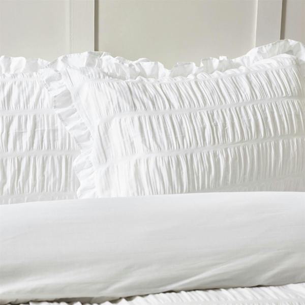 Seersucker Frill White Duvet Cover Set