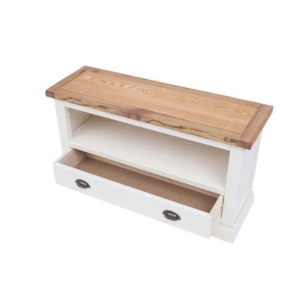Cabinet Bits Cosenza Off White 1 Drawer TV Cabinet Brass Cup Handle