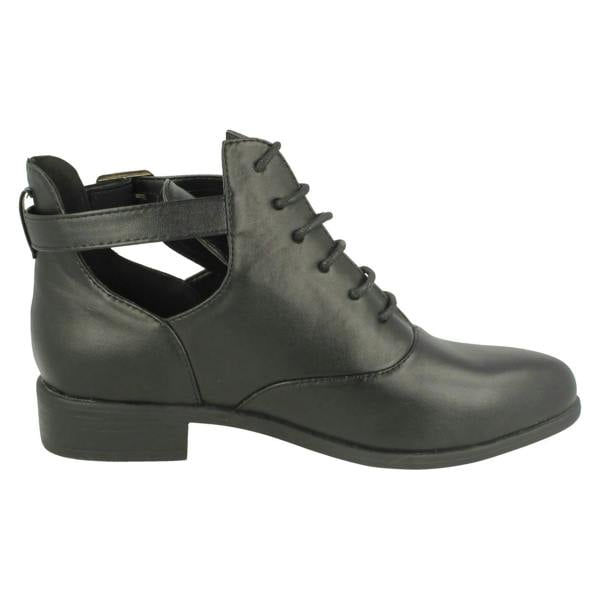 Spot On Ladies Spot On Cut Out Ankle Boots
