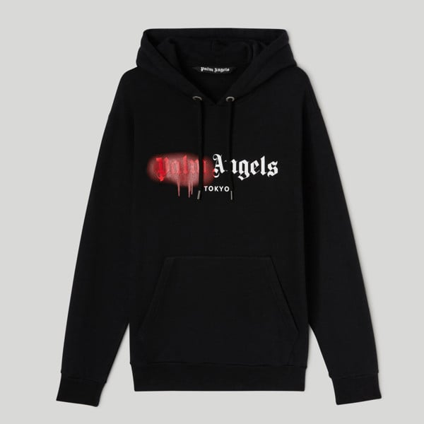 Palm Angels Tokyo Spray Paint Logo Hoodie - Black