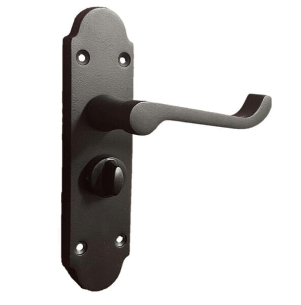 EDH Door Hardware Epsom Victorian Scroll Matt Black Plated Privacy Bathroom Handles Door Handles