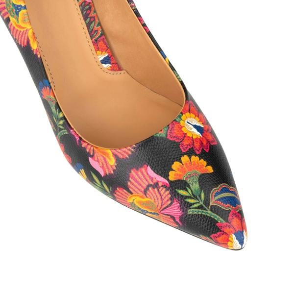 Embassy London Emily Hollywood - Red Flowers - Women's pointy 4 inch multicolour leather pump