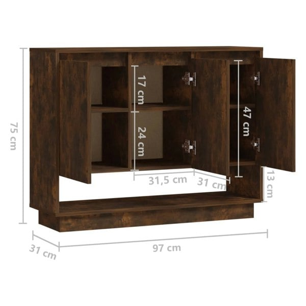 Berkfield Sideboard Smoked Oak 97x31x75 cm Engineered Wood