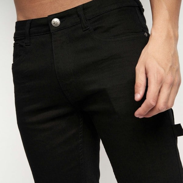 Crosshatch Carpenter Denim Shorts Black Wash