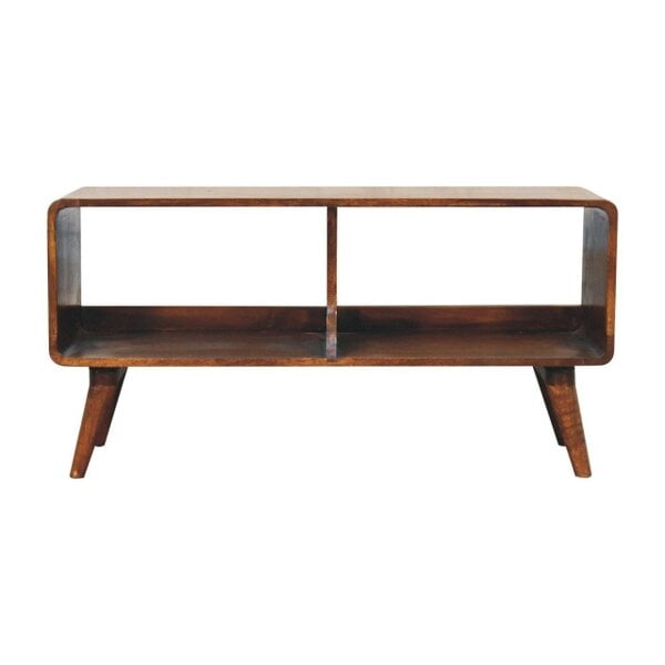 Artisan Furniture Solid Wood Curved Chestnut Double Slot Media Unit, Brown