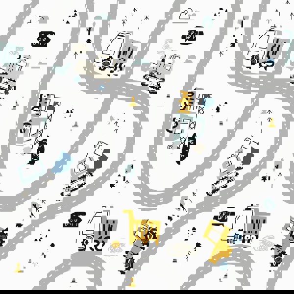 Construction Vehicles Road Map Lampshade freeshipping - Big Little Bedrooms