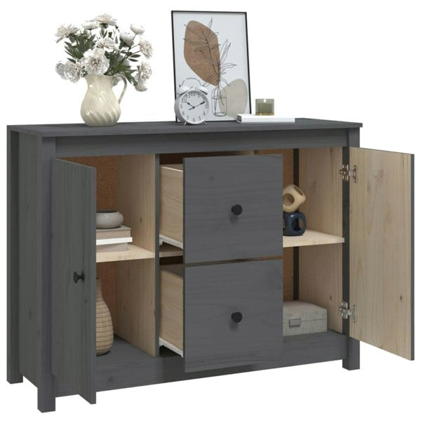 Berkfield Sideboard Grey 100x35x74 cm Solid Wood Pine