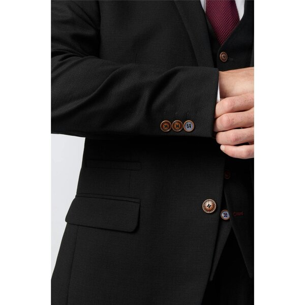 Antique Rogue Regular Fit Black Texture Stretch Jacket