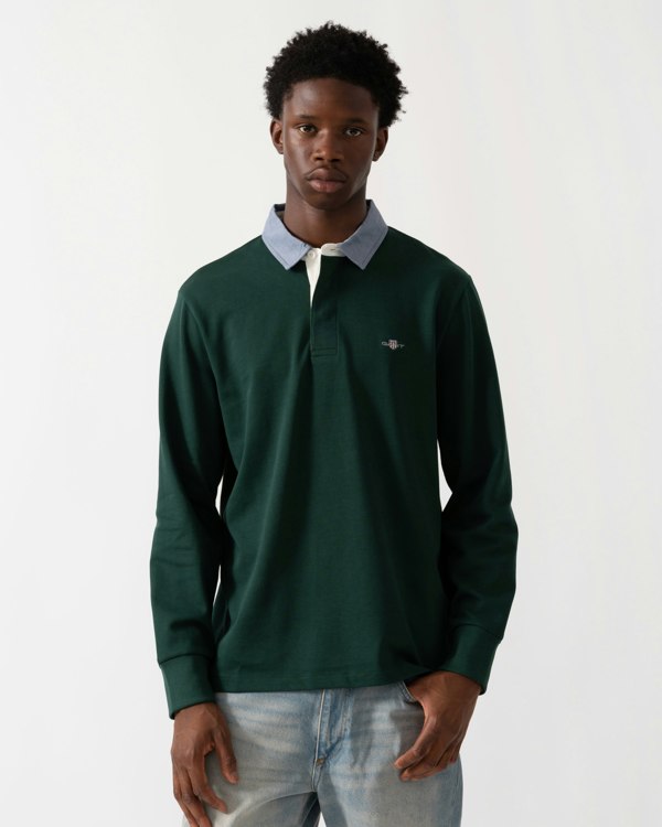 GANT Mens Regular Fit Chambray Heavy Rugger - 374 Tartan Green