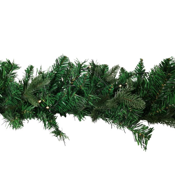 Samuel Alexander 1.8m Plain Green Christmas Garland with 164 Tips and 50 Warm White LED Lights