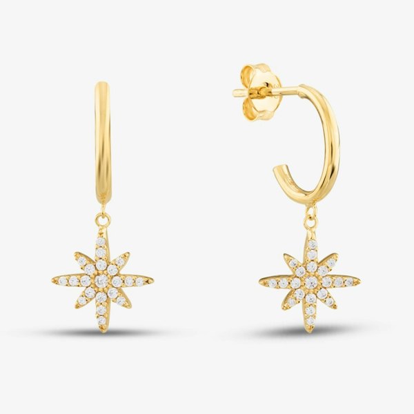 T. H. Baker 9ct Yellow Gold North Star Dropper Earrings 1.56.9996