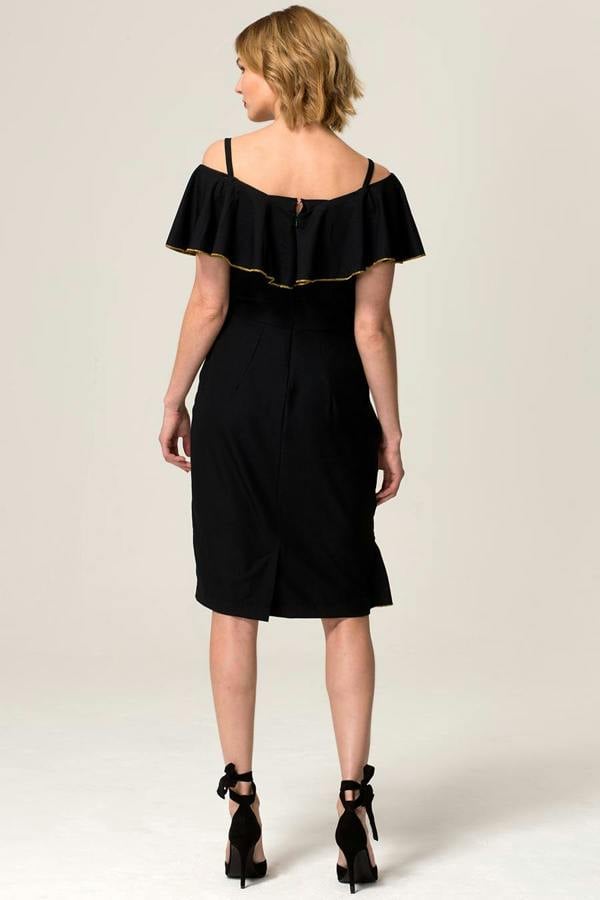 HotSquash Metallic Trimmed Bardot Dress