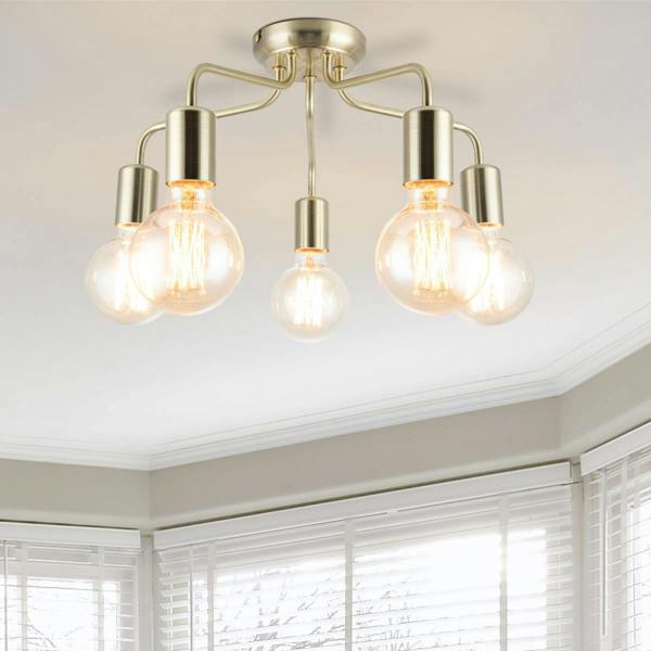 COSYLYTE Fraser 5 Light Metal Ceiling Flush Light - Brushed Brass