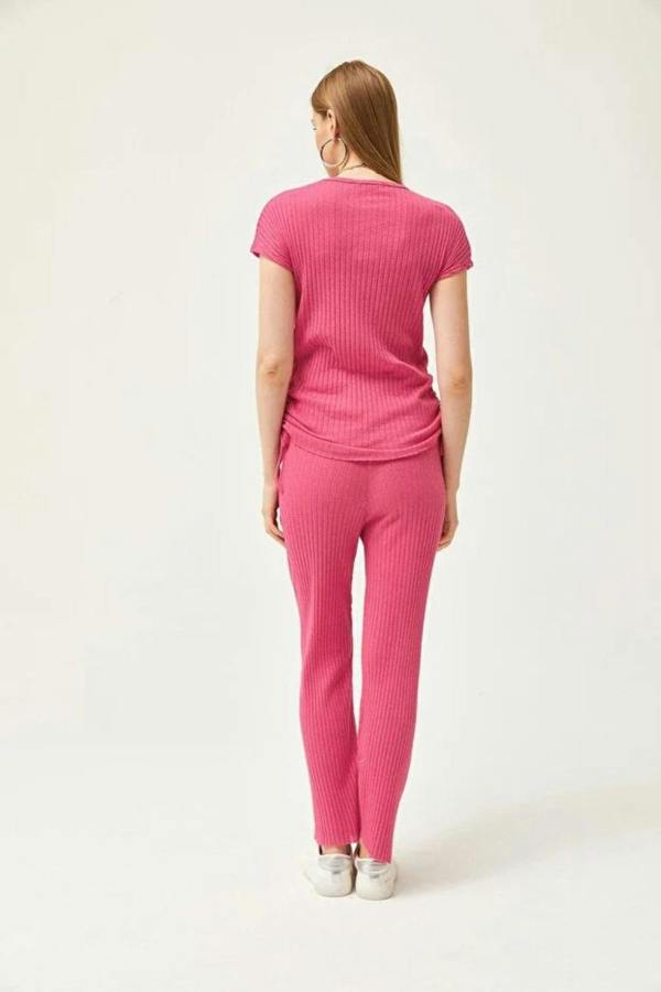 Hoxton Gal 2-Piece Set – Side-Ruched Blouse and Palazzo Pants