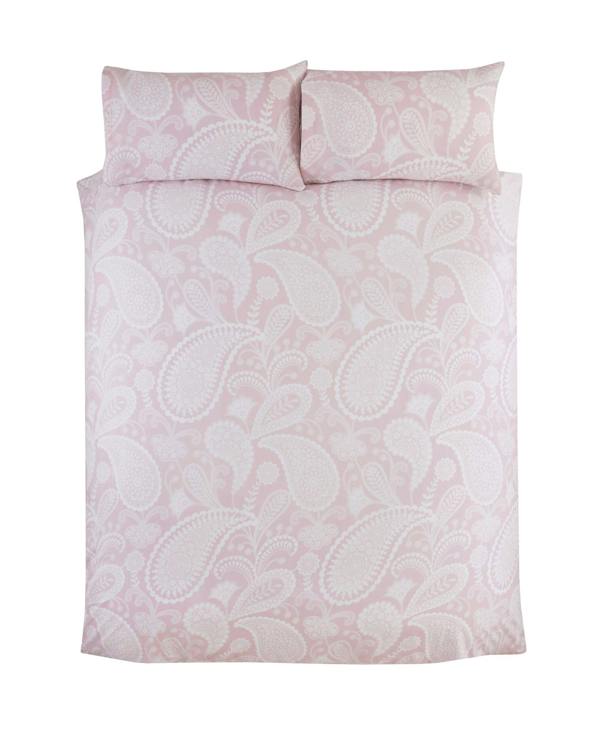 Smart Living Reversible Polycotton Paisley Duvet Cover and Pillowcase Set - Blush Pink