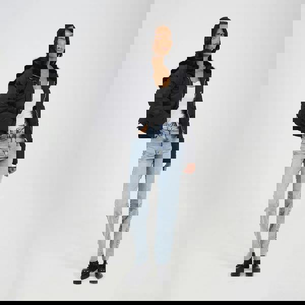 Brave Soul Black Padded Jacket With Faux Fur Hood - Black Image 3