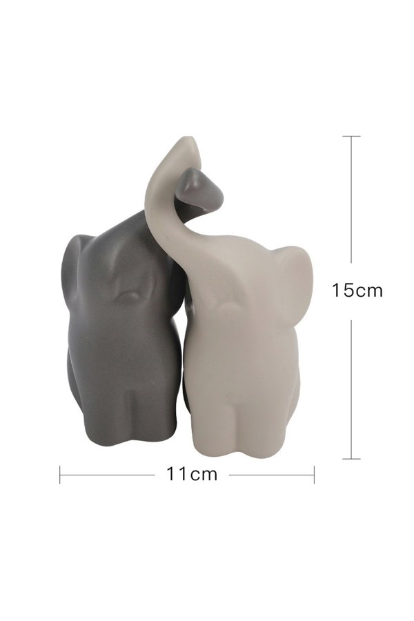 Living and Home Set of 2 Ceramic Couple Elephant Statue Figurine Ornaments