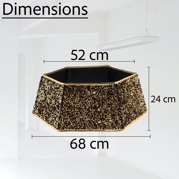 26.8 Inch Foldable Hexagon Christmas Tree Collar with Sequin Finish for Festive Tree Displays image 8