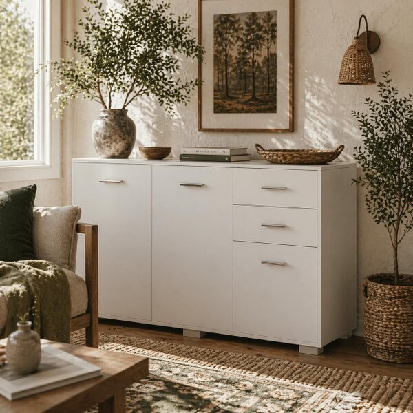 Wyld Haus Fini Refa White Modern Sideboard 2 Drawers 3 Doors