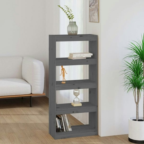 Berkfield Book Cabinet/Room Divider Grey 60x30x135.5 cm Solid Wood Pine