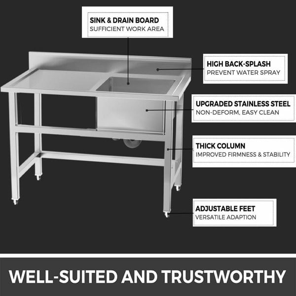 Commercial Catering Sink Stainless Steel Kitchen Sink 110cm Kitchen Sink Living and Home