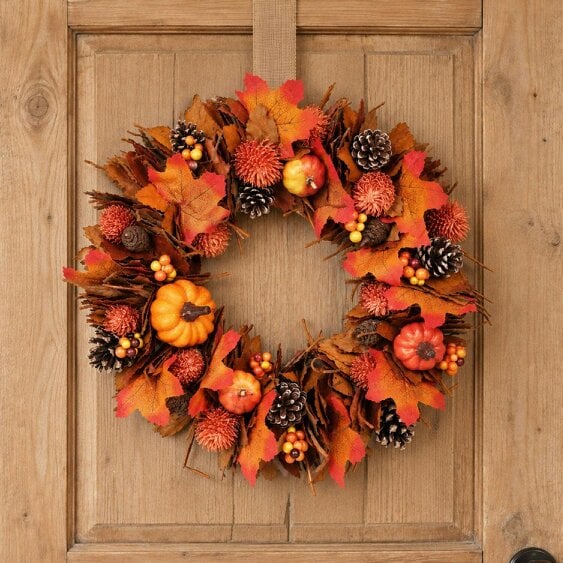 Neo Autumn Door Wall Wreath Pumpkins Berries 50 cm
