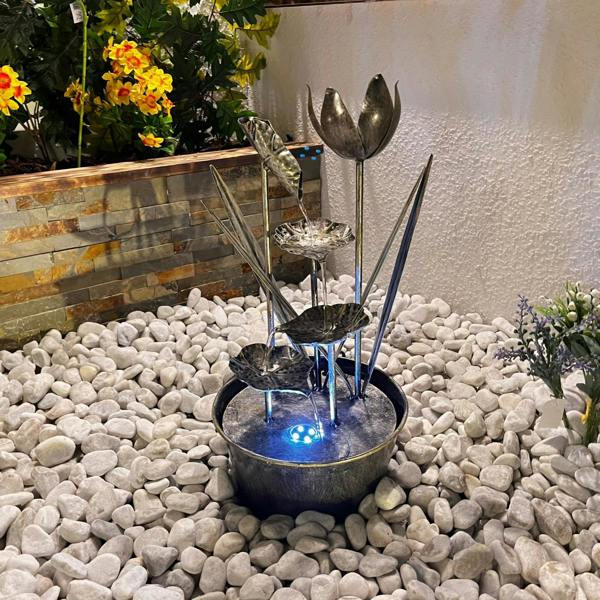 Tranquillity Water Features Small Flower Modern Metal Water Feature