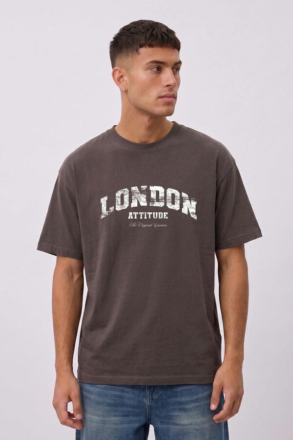 London Attitude Fearless Street Culture Oversized Heavyweight Graphic T-Shirt