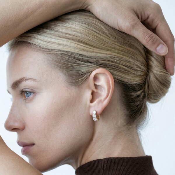 Uchi & Soto Shikaku 3 Stone Huggie Hoop Earrings