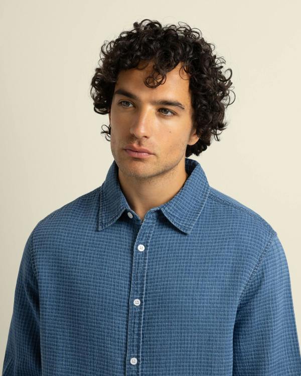 Larsson & Co Niles - Grid Denim Long Sleeve Shirt