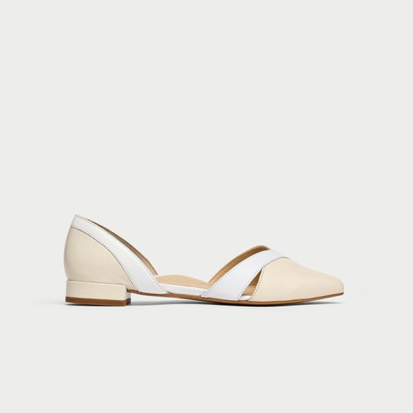 maria white and cream leather flat comfortable summer shoe for bunions